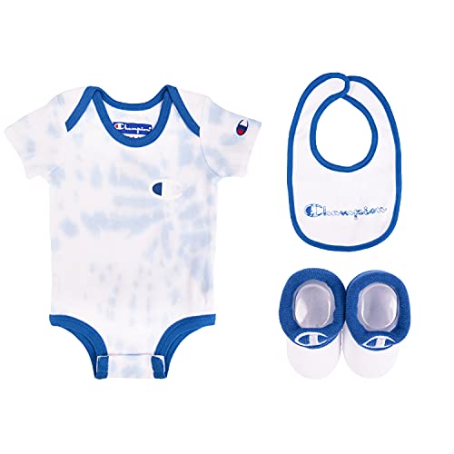 Image of Champion Baby 3-pc Box Set Includes an Infant Body Suit, a Bib Or Hat & Pair of Booties in Colors and Size 0-6m