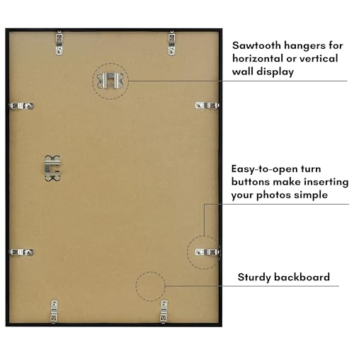 Image of Americanflat 13x18 Picture Frame with Polished Plexiglass - Streamline Collection - Thin Border Picture Frame for Wall Display - Hanging Hardware Included - Black