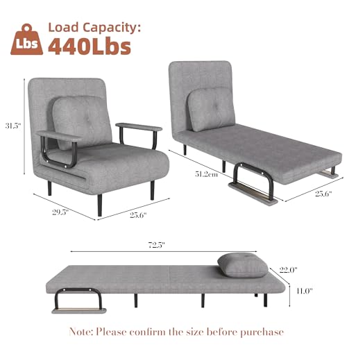 Sillón convertible plegable gris miniatura 3