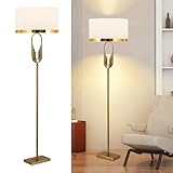 【Haute qualité et protection des yeux】 L’abat-jour en tissu blanc et le poteau de lampe en fer galvanisé doré, parfaitement assortis au châssis en fer forgé robuste et durable, montrent votre haute qualité de vie, évitent la lumière directe, rendent la lumière plus douce, fournissent une atmosphère lumineuse plus chaleureuse pour votre vie, la lumière est plus uniforme et confortable, et protègent vos yeux de l’éblouissement.