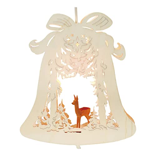 Rudolphs Schatzkiste Fensterlicht Campana con Ciervo Eléctricamente Iluminado, Incl. Bombilla LED Bxhxt 24x28x4, 5cm Nuevo Decoración de Ventana Navidad Cover