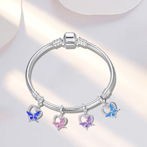 Crystal Butterfly Heart Dangle Charm for Pandora Bracelet3