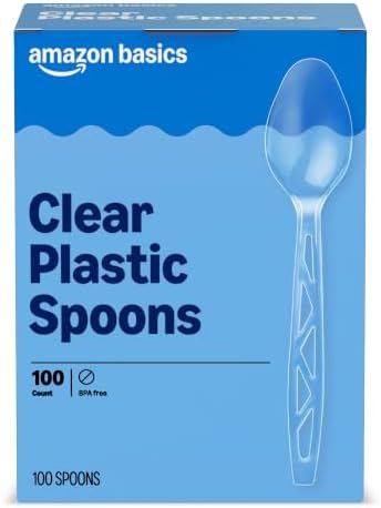 Amazon Basics Disposable Clear Plastic Spoons, Premium Quality, 1...