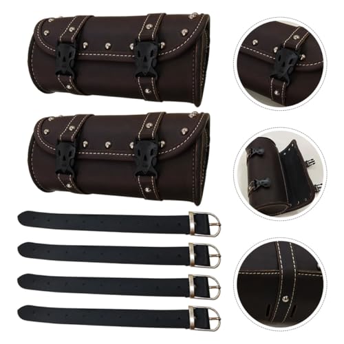SHINEOFI 2 piezas Alforjas Laterales para Motocicleta Marrón Claro Bolso Organizador de Herramientas con Estuche Resistente para Accesorios de Motocicleta miniatura 6