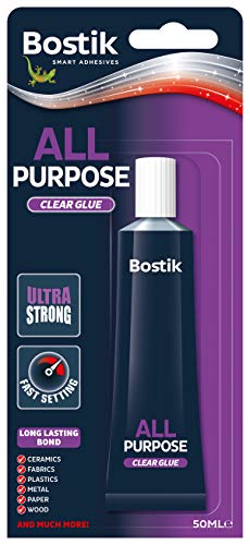 Bostik All Purpose Adhesive, Clear Glue for Minor Household Repairs, 50ml