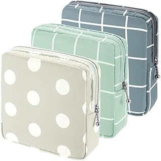 PAGOW 3pcs Sanitary Napkin Storage Bag, Portable Reusable Menstrual Pad Zipper Bags, Tampon Storage Pouch for Women Teen Girls (L W H: 5 x 1.5 x 5 inch )