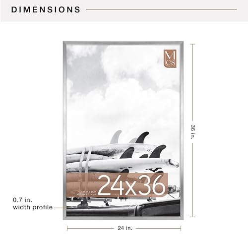 Image of MCS Foundation 24x36 Poster Frame Traditional Silver, Vertical & Horizontal Wall Hanging Large Picture Frame for Photos, Posters & Art Prints (1-Pack)