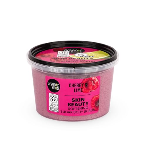 Organic Shop 250ml Body Scrub Skin Beauty Softening Cherry & Lime