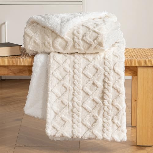 MIULEE Kuscheldecke Decke Sofa Wohndecke 150x200 cm Lammdecke Bettdecke Gestreifte Flauschige Weiche...