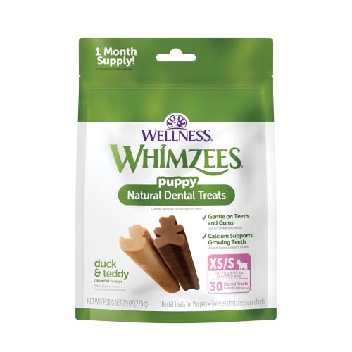 Wellness WHIMZEES Puppy Natural Dog Dental Treat Chews Freshens Breath Extra-Small/Small Size 7.9 oz Bag 30 Count
