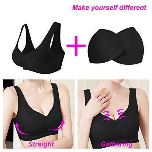 Topbine Bra Pads Inserts Women's Sports Cups Bra Replacement Insert Push Up Bra Padding For Bikini Swimsuit (Black) … #TOP5
