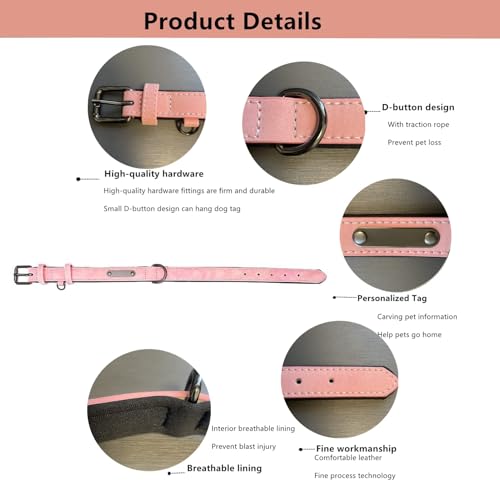 Individuelle Hundehalsbänder, reflektierendes Hundehalsband aus Leder, personalisiertes graviertes Namensschild, verstellbare Größen für kleine, mittelgroße und große Hunde