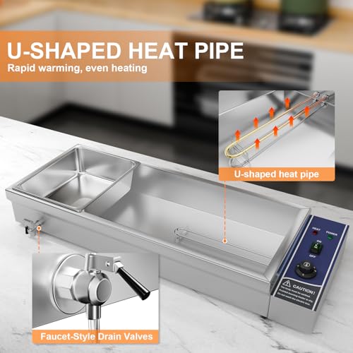 TAIMIKO Bain Marie - Wasserbad Speisenwärmer Buffetwärmer Elektrisch für Speisen (3 Pots) – Bild 4