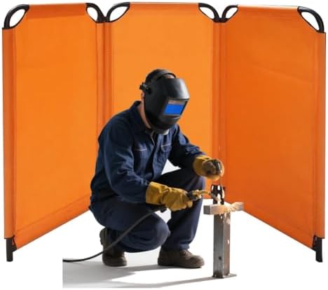 1 Panel Welding Screen with Frame, Welding Curtain Screen, Flame-Resistant Welding Protection Screen, Moveable & Professional for Workshop/Industrial(58x120cm)