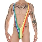 VABOO Herren Sexy Unterwäsche Bodysuit, Schillernd String Body Männer Straps Tanga Borat Badeanzug Jumpsuits Herrens Sexy Thong Outfit