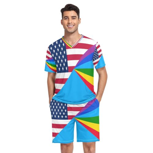 Camisa de pijama premium GuoChe de manga corta con sutil estampado de paz