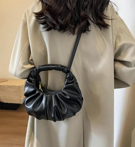 Women's Ruffled Cloud Purse Dumpling Shoulder Leather Tote Bag for Women Trendy Hobo Crossbody Top Handle Handbag Wallets4