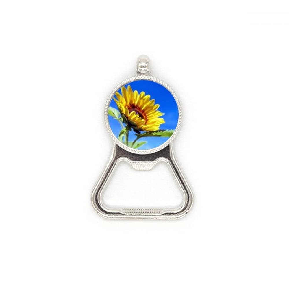 Décapsuleur en acier inoxydable bleu ciel à motif tournesols pour décapsuler vos bouteilles