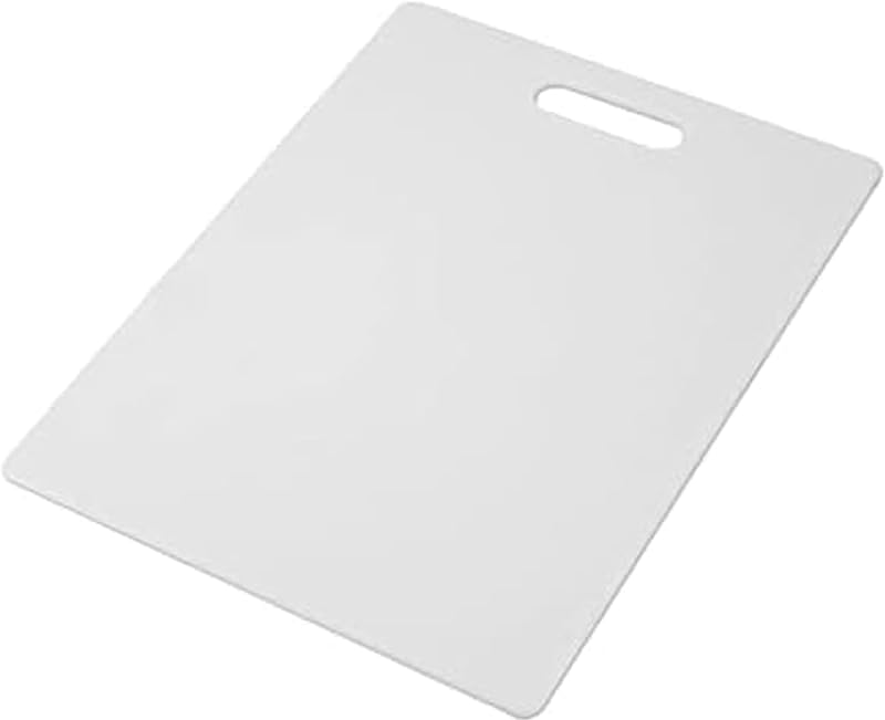 FARBERWARE Large Cutting Board, Dishwasher- Safe Plastic Chopping Board for Kitchen with Easy Grip Handle, 11in by 14in, White