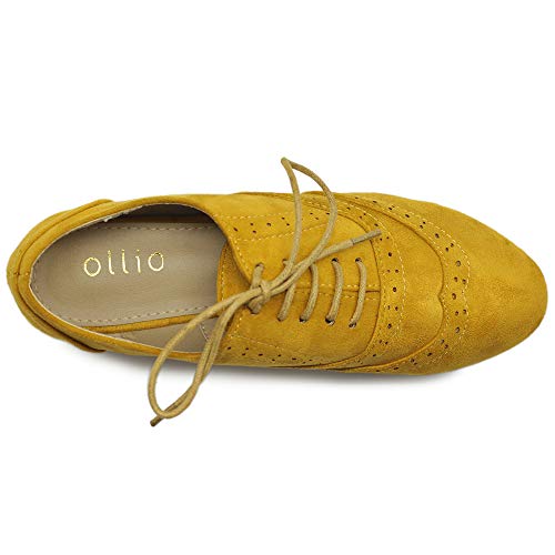 Ollio Women'S Shoes Faux Suede Classic Wingtips Lace Up Oxfords F115 (7 B(M) Us thumb #5
