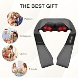 Nekteck Shiatsu masażer pleców szyi z ciepłem, łagodzący ból, elektryczny masażer głębokich tkanek 3D do ugniatania szyi, pleców, ramion, odpowiedni dla kobiet i mężczyzn
