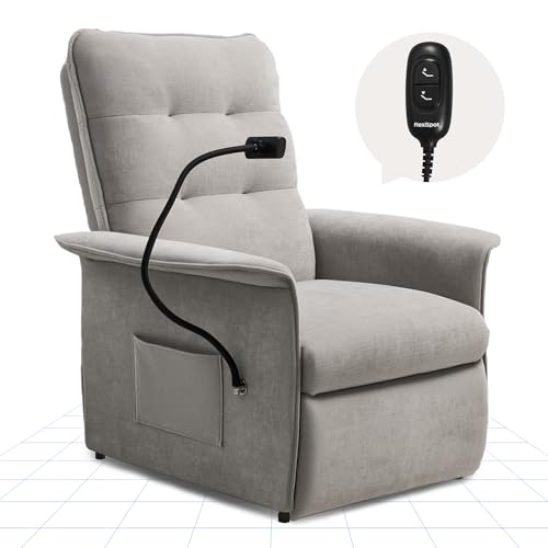 FLEXISPOT Sillón Relax Eléctrico Reclinable con Soporte para Móvil, Sillón Reclinable, Sofá Relax Ergonómico para Salón, Dormitorio y Cine en Casa, Ahorro de Espacio, Gris Claro