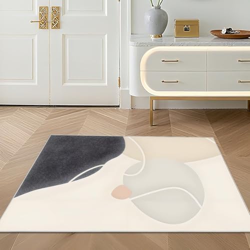 Tapis 90x120cm design moderne crème pour chambre et salon