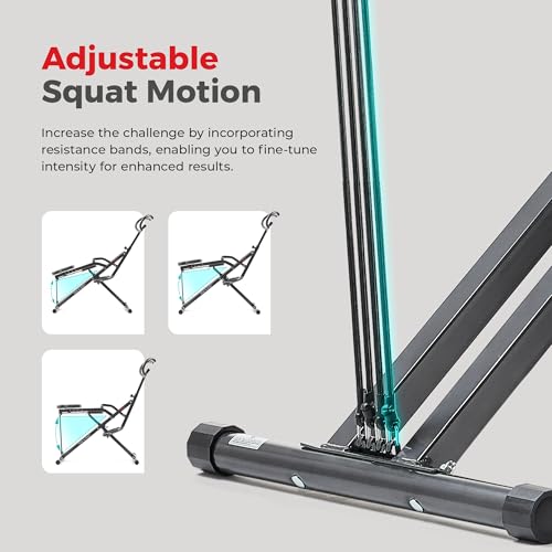 Image of Sunny Health & Fitness Row-N-Ride Squat Machines, Adjustable Resistance and Seating /Handle for Home Glutes Training, SunnyFit App Access Included