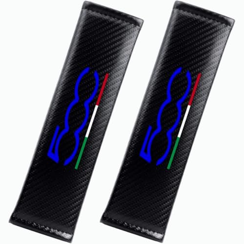 2 Pz Auto Cintura Di Sicurezza Cuscinetti Per Fiat 500 500C 500X 500L Fibra Di Carbonio Copre Spalline Morbide Comode Accessori Interni (Blu)