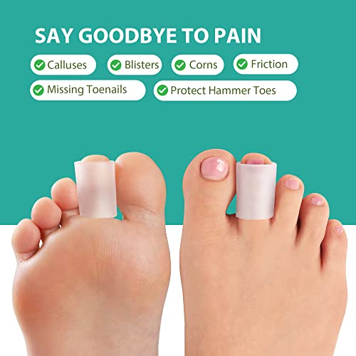 Image of Welnove Toe Protectors - 12-Pack Aloe Vera Extract Infused Silicone Toe Sleeve Toe Covers for Hammer Toes, Corns, Calluses, Blisters - Soft Gel Protector Toe Cushions for Pain Relief (Multi-Size)
