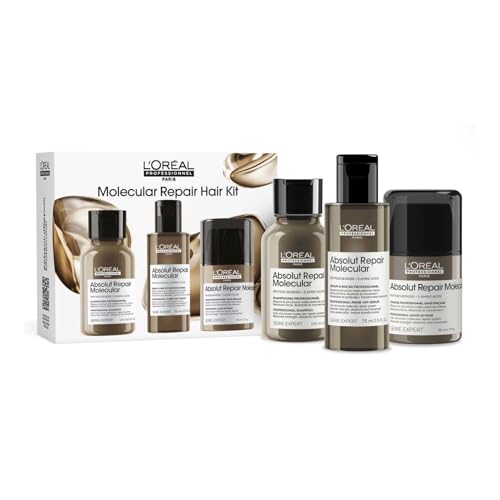 LOréal Professionnel Absolut Repair Molecular Shampoo Hair Serum and Leave-In Conditioner Set Sulfate Free Hair Repair Routine for Damaged Hair SERIE EXPERT