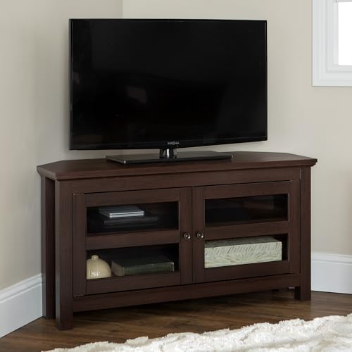 Walker Edison AZQ44CCRES Modern Farmhouse Wood Corner Universal Tv Stand For Tv'S Up To 50 Inch Flat Screen Living Room Storage Entertainment Center, 44 Inch, Espresso Brown thumb #4