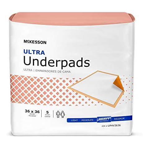 McKesson Underpads Disposable Bed Pads 36" x 36" [50 Count], Heavy Absorbency, Ultra Incontinence Chux Pads for Adults, Elderly, and Baby, Pee Pads Cover
