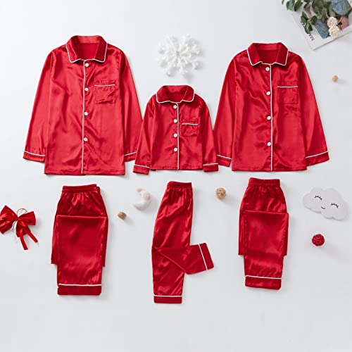 Generic AMAZON WAREHOUSE CLEARANCE SALE Silk Pajamas, Matching Family Christmas Pajamas Matching Family Pajamas Couples Silk Satin Shirts Pants Sets Women Men Plus Size Plaid Pjs Adult Thanksgiving Xmas Holiday Jammies Outfits Red thumb #4