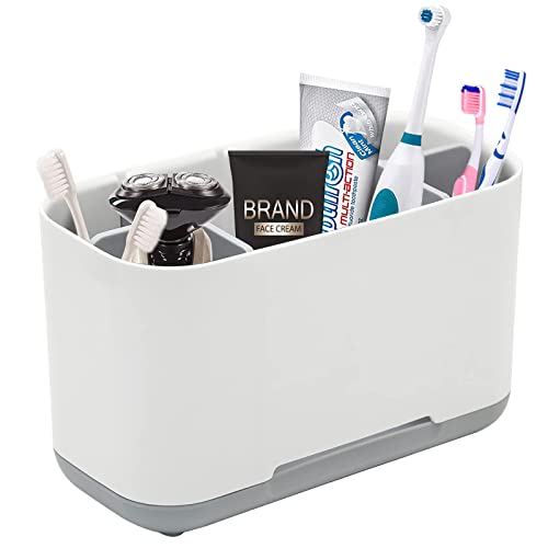 Porte-Brosse à Dents électrique de Salle de Bain, Grand Porte-Dentifrice Multifonctionnel avec Base antidérapante pour comptoir d'évier de Salle de Bain familiale (Gris) Cover