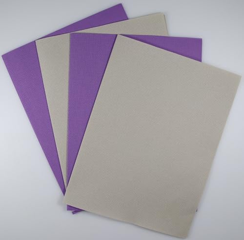 Image of KCS 4 /6 pc of 12 inch x 18 inch(30cmx45cm) 18CT Counted Cotton Aida Cloth Cross Stitch Fabric (4 pc,Pearl Grey+Lavender)