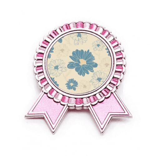 Fleur bleu chrysanthème badge pin rose gagnant en métal