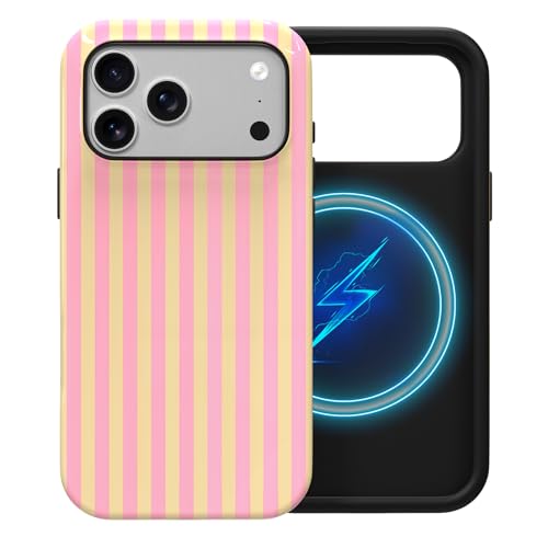 Coque compatible iPhone 17 Pro Max MagSafe antichoc en TPU et PC rose