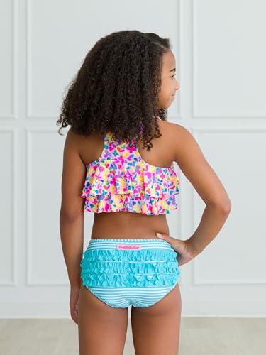 Image of RuffleButts Girls UPF50+ Sun Protection Flounce Bikini Two Piece Swimsuit