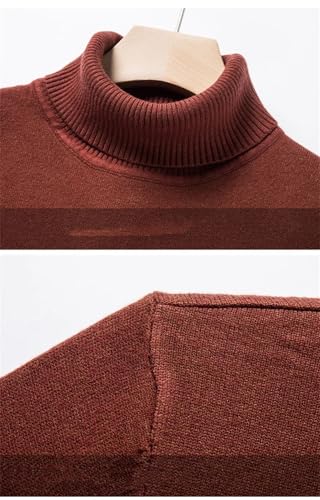 Men's Casual High Neck Simple Long Sleeve Loose Knitted Sweater3