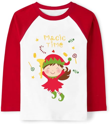 Image of Tkria Boys Girls Christmas Shirts for Kids Deer Monster Truck Excavator T-Shirt Long Sleeve Sweatshirt Toddler Tee Top 2-10T
