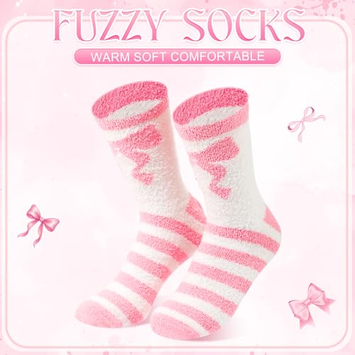 Image of Foaincore 5 Pairs Fuzzy Socks for Women Cozy Cute Winter Warm Fluffy Socks for Birthday Themed Party Gift