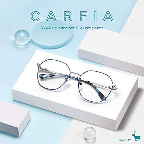 Image of CARFIA Nerd Costume Glasses for Halloween Cosplay Non-Prescription Clear Lens Prop Women Blue Light Blocking Glasses