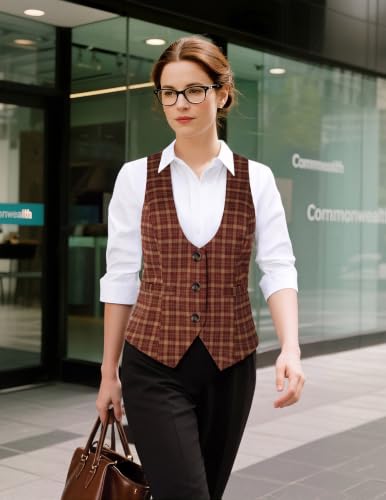 Image of GRACE KARIN Women's Suit Vest Top, Dressy Casual Sleeveless Button Waistcoat, Fromal Steampunk Blazer for Work Office