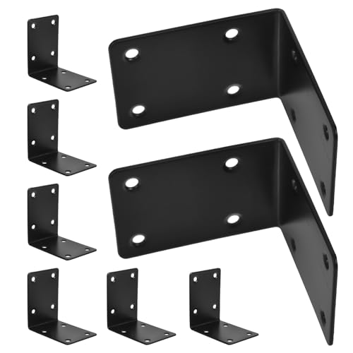 HEALSOPTHY Escuadras Metálicas de Esquina Negras 90° para Bancales Elevados Soportes de Acero Inoxidable 70X70X2 MM Refuerzos L para Estantes y Jardineras Juego de 8 Piezas para Jardín y