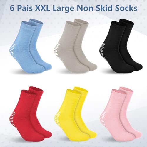 2XL Slip Stop Slipper Socks Non Slip Gripper Socks Fall Prevention Large Hospital Socks with Grip for Men Women2