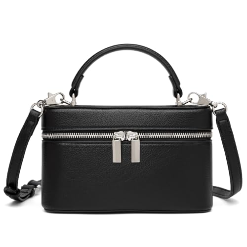 Image of Rejolly Vanity Case Handbag for Women Top-Handle PU Leather Purse Crossbody Shoulder Bag