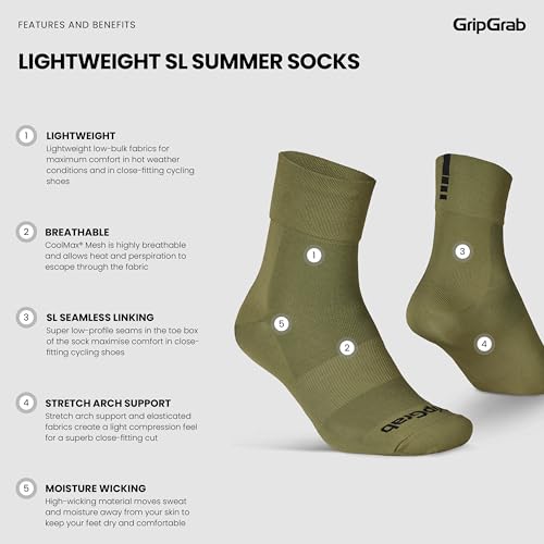 Image of GripGrab Lightweight SL Summer Cycling Socks - 2 Lengths Bicycle Sock