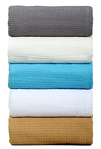 Waffle Weave Blanket Queen Size 100% Cotton Throw Blanket - Breathable Lightweight Layering All Season Thermal Blanket For Bed Sofa And Couch 90 X 90 Inches White Color By Bed Bath And Home #TOP5