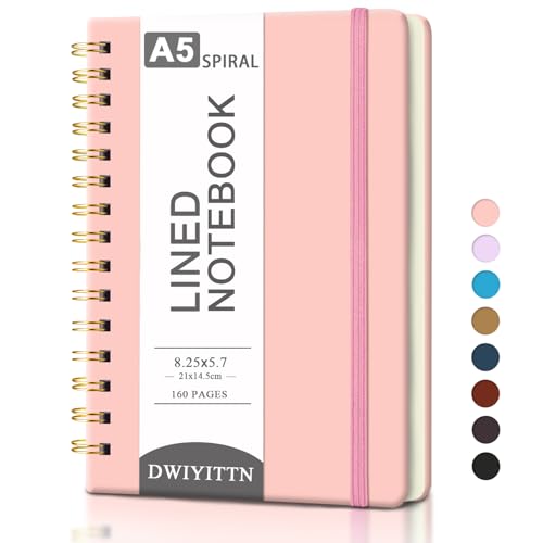 Spiral Notebook A5, 8.27 x5.7" Spiral Journal 160 Lined Hardcover Notebook Writing, Note Taking, Journaling, School, Work, Gift (Pink) image 4